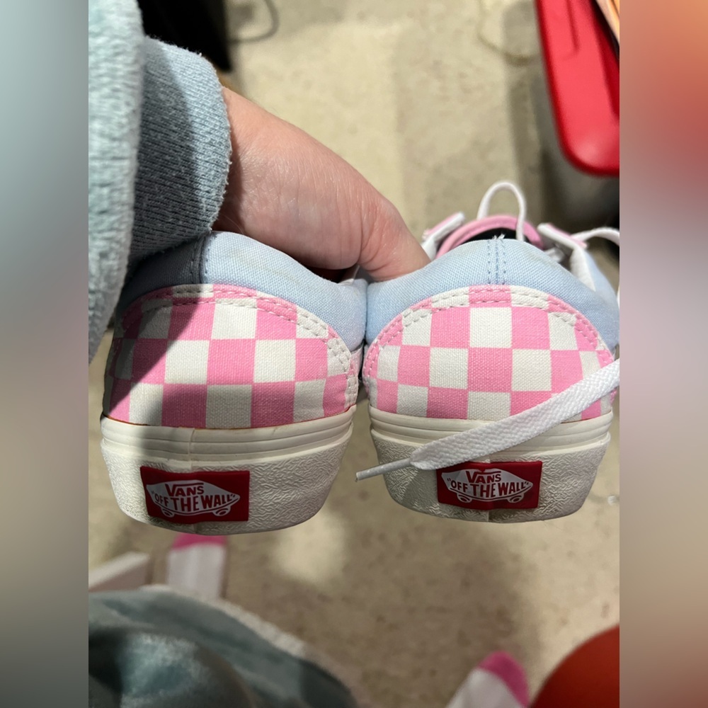 Pink white light blue checkered Vans men’s 7.5 - Picture 9 of 9